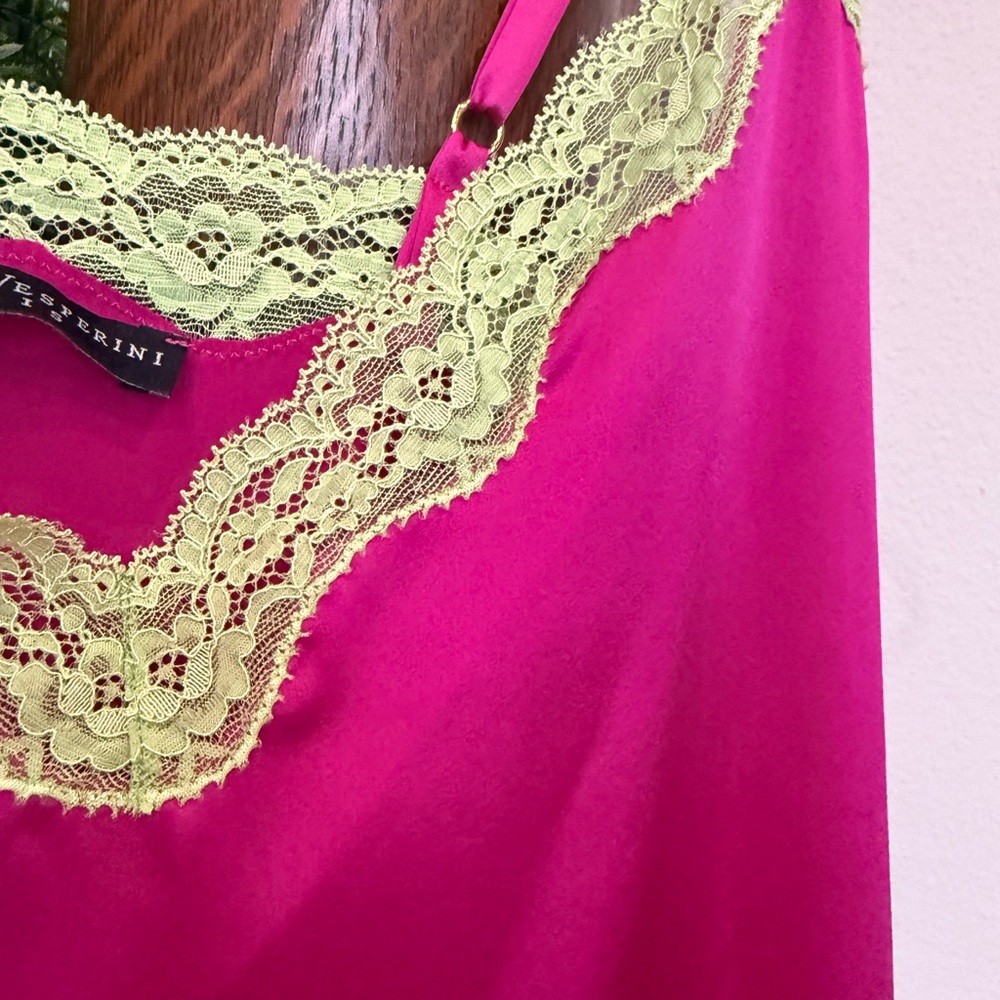 Vannina Vesperini 100% Silk  Pink and Yellow Lace Camisole - Picture 3 of 9